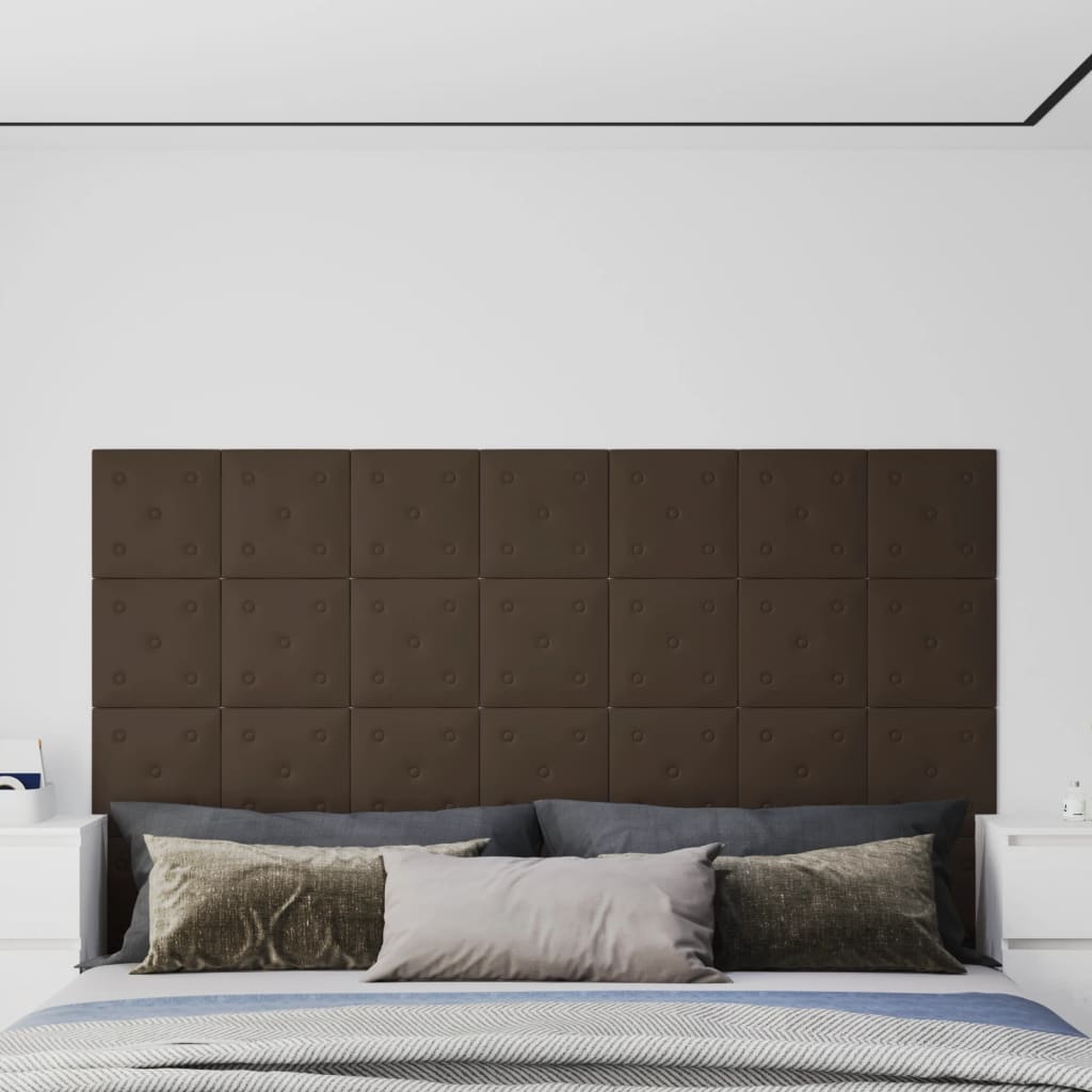 Wandpanelen 12 st 1,08 m² 30x30 cm kunstleer bruin
