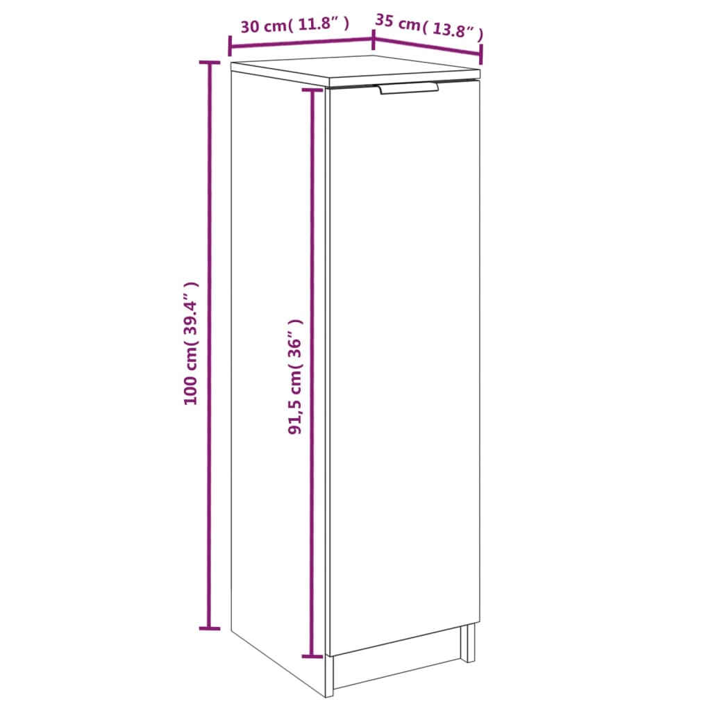 Schoenenkast 30x35x100 cm bewerkt hout wit