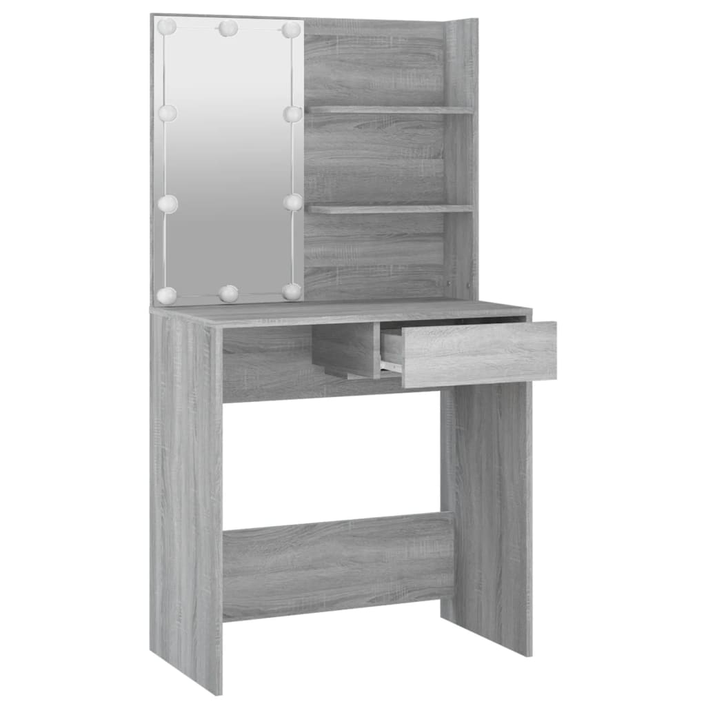 Kaptafel Met Led-Verlichting 74,5X40X141 Cm Grijs Sonoma Eiken