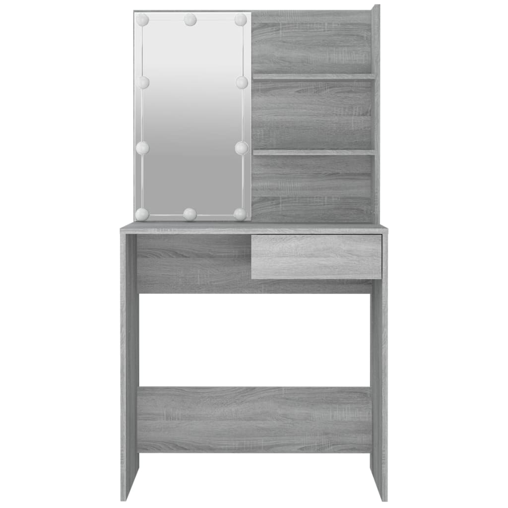 Kaptafel Met Led-Verlichting 74,5X40X141 Cm Grijs Sonoma Eiken