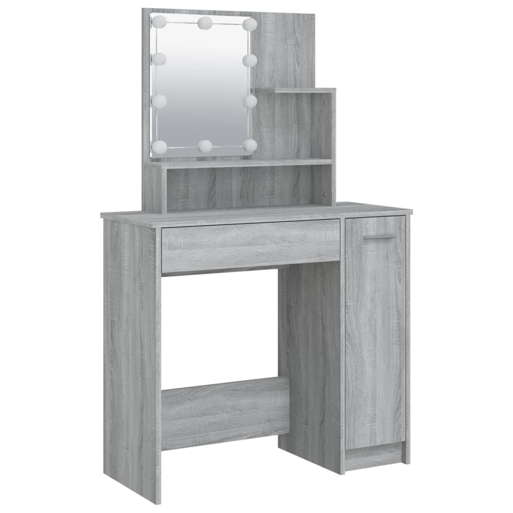 Kaptafel Met Led 86,5X35X136 Cm Grijs Sonoma Eikenkleurig