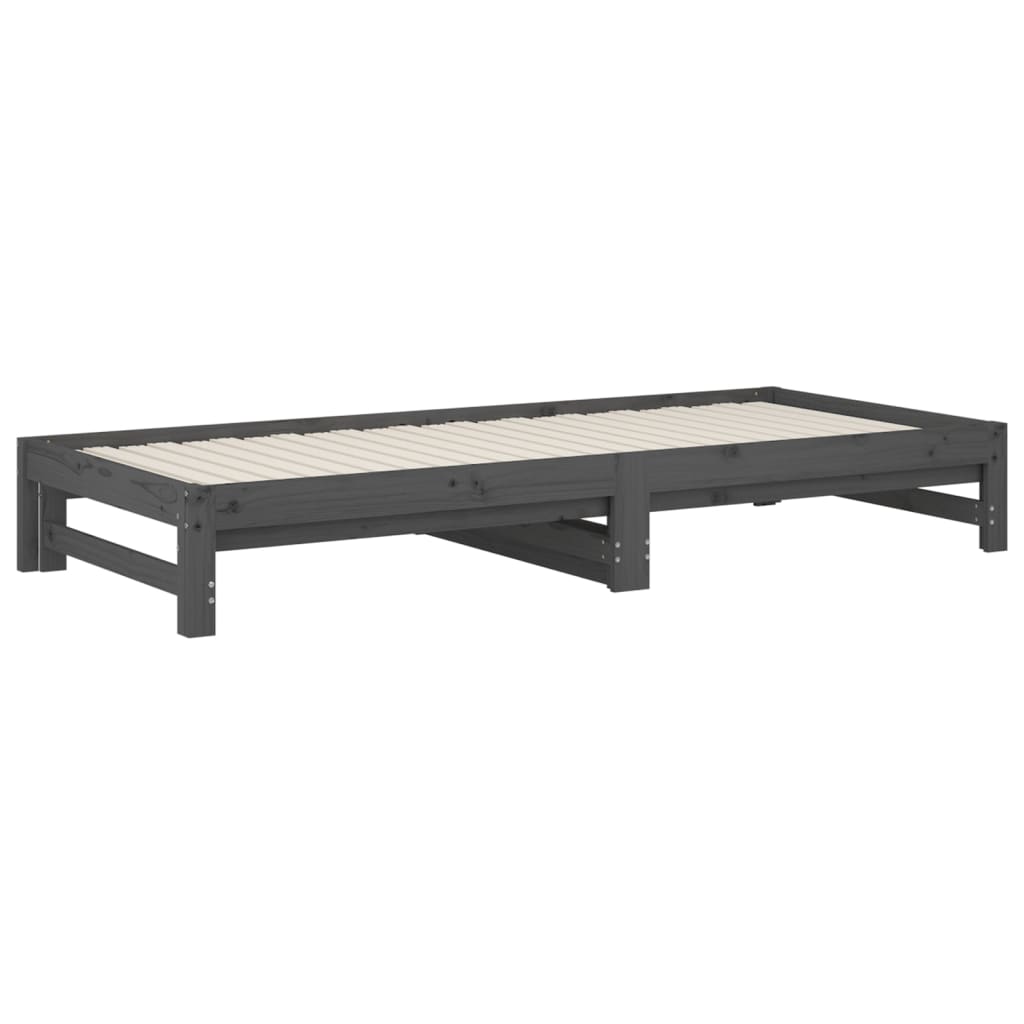 Slaapbank Uitschuifbaar Massief Grenenhout Grijs 2X(90X200) Cm 2x (90 x 200) cm