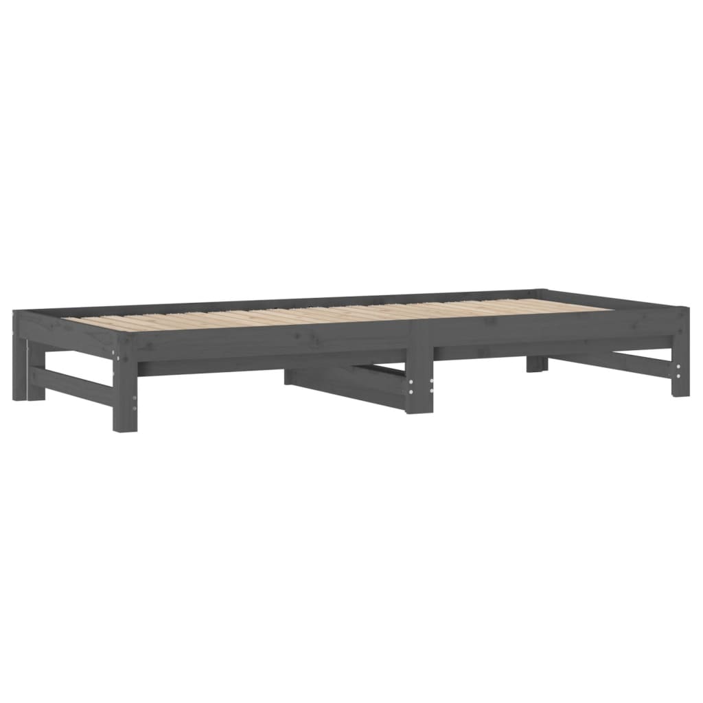 Slaapbank Uitschuifbaar Massief Grenenhout Grijs 2X(90X200) Cm 2x (90 x 200) cm