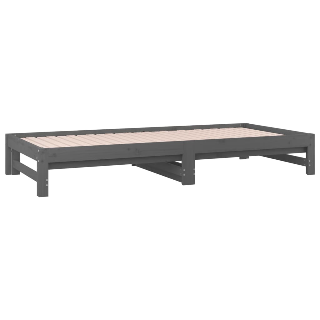 Slaapbank Uitschuifbaar Massief Grenenhout Grijs 2X(90X200) Cm 90 x 200 cm