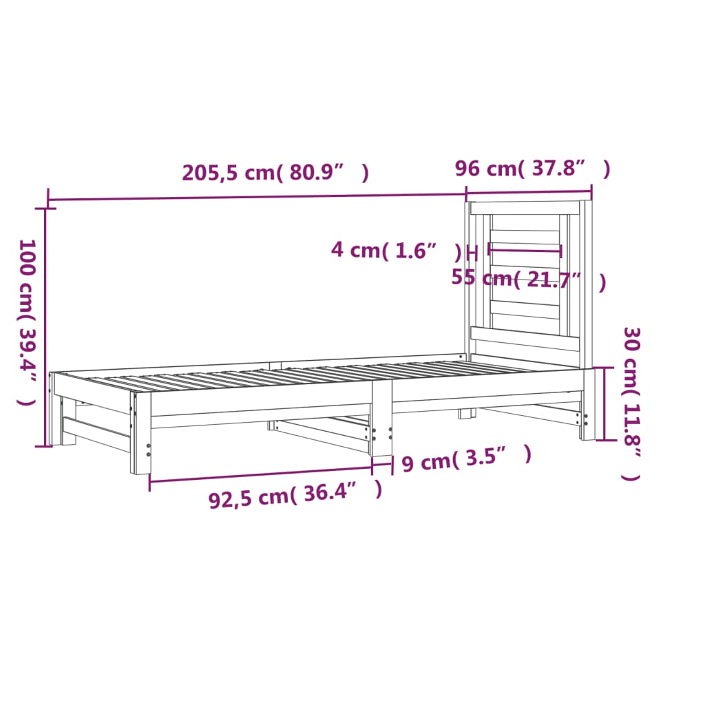 Slaapbank Uitschuifbaar Massief Grenenhout Grijs 2X(90X200) Cm 90 x 200 cm