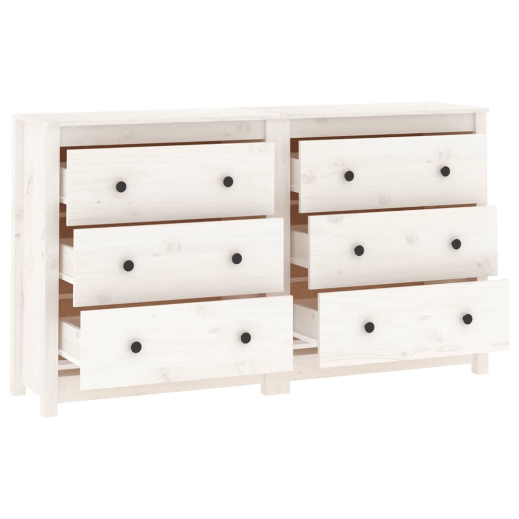 Dressoir 140x35x80 cm massief grenenhout wit