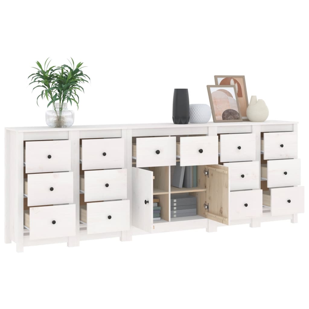 Dressoir 230x35x80 cm massief grenenhout wit