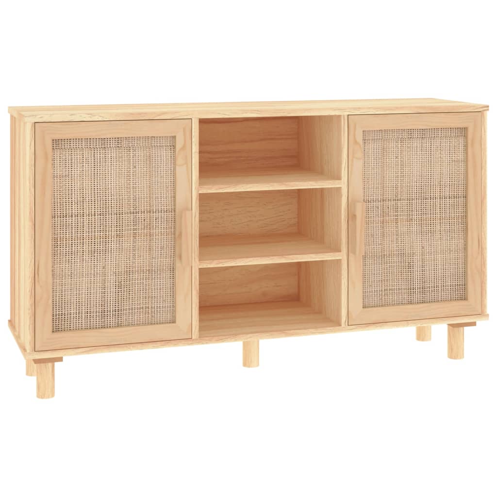 Dressoir 105X30X60 Cm Massief Grenenhout En Rattan Bruin