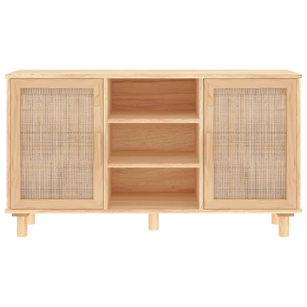 Dressoir 105X30X60 Cm Massief Grenenhout En Rattan Bruin