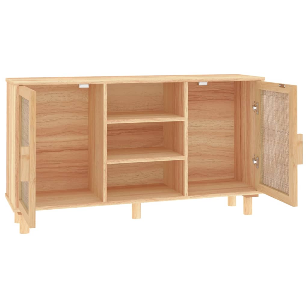 Dressoir 105X30X60 Cm Massief Grenenhout En Rattan Bruin