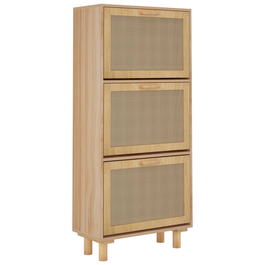 Schoenenkast 52X25X115Cm Bewerkt Hout & Natuurlijk Rattan Bruin