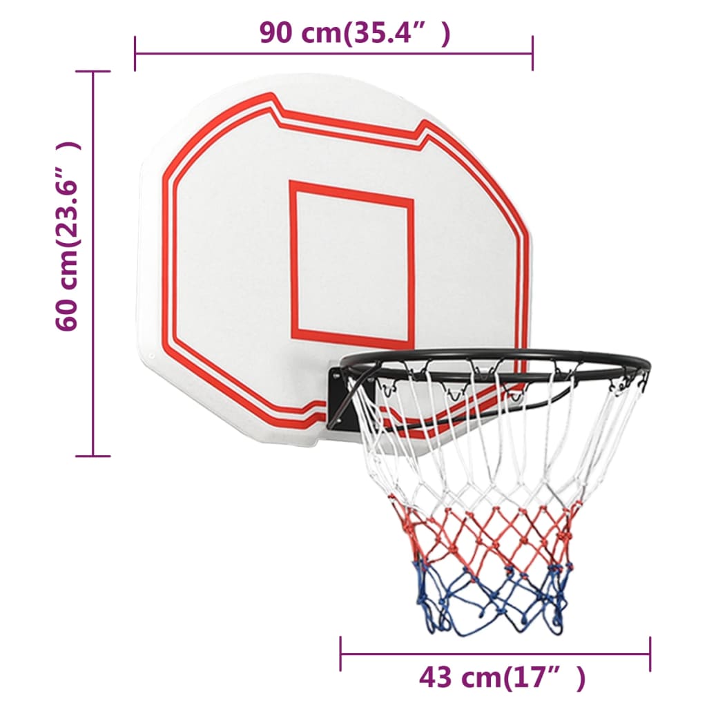 Basketbalbord 90X60X2 Cm Polyetheen Wit