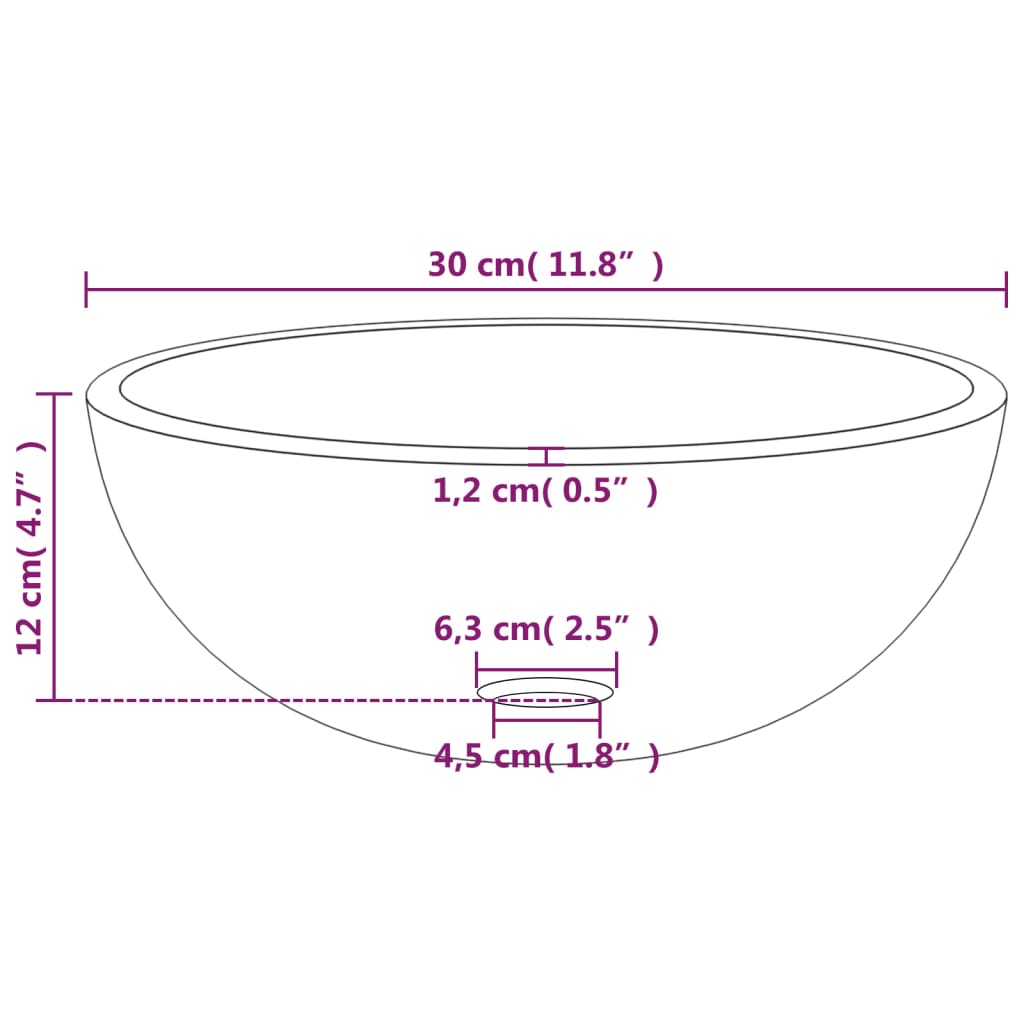 Wasbak 30X12 Cm Gehard Glas Goudkleurig Goud