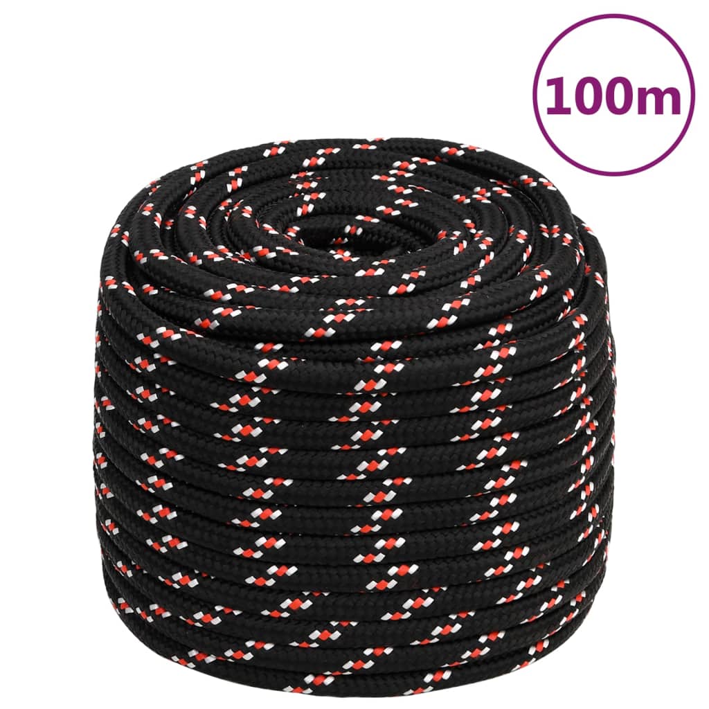 Boot Touw 8 Mm 00 M Polypropyleen Zwart En Rood 18 mm 100 m