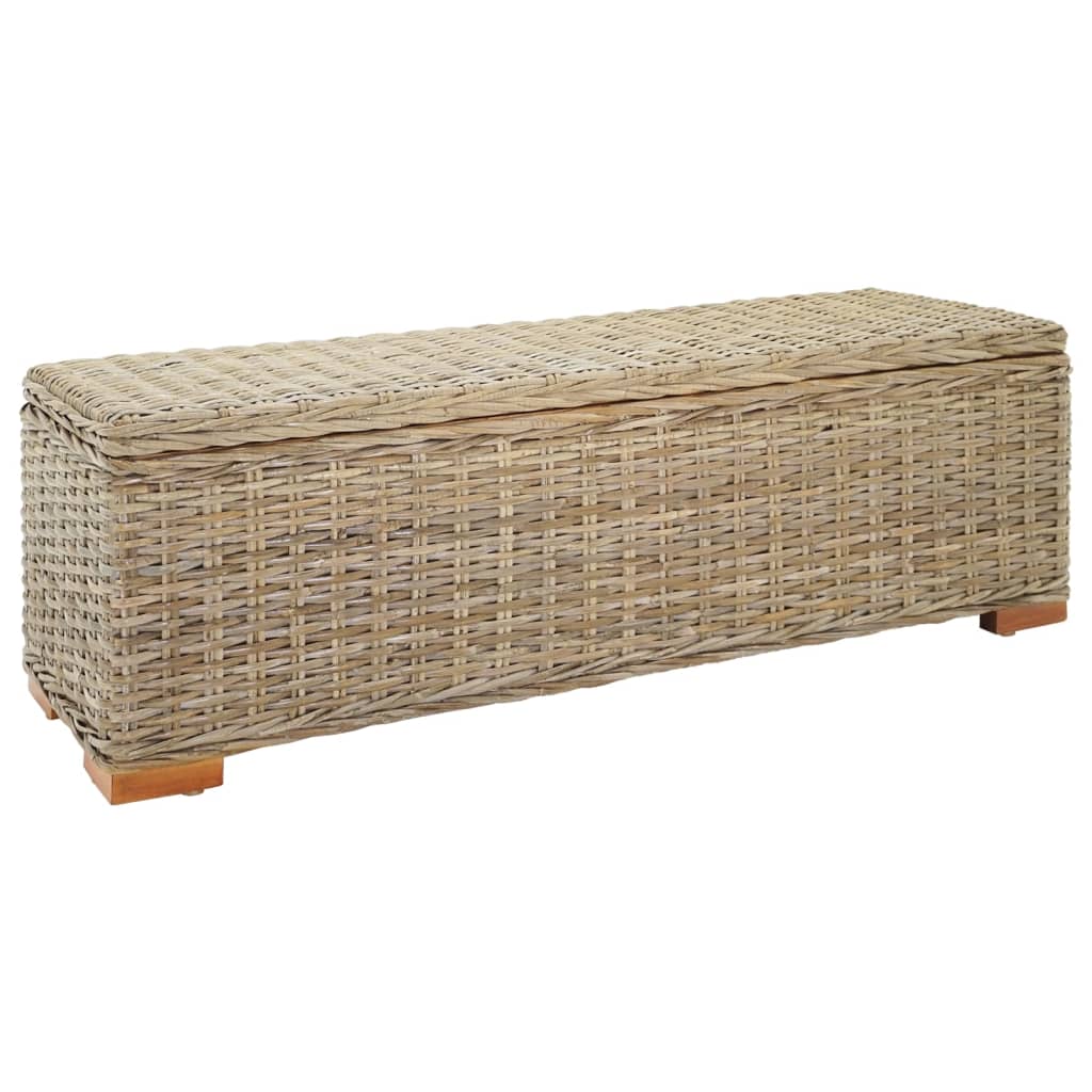 Opbergbox 110 cm natuurlijk kubu rattan en massief mahoniehout