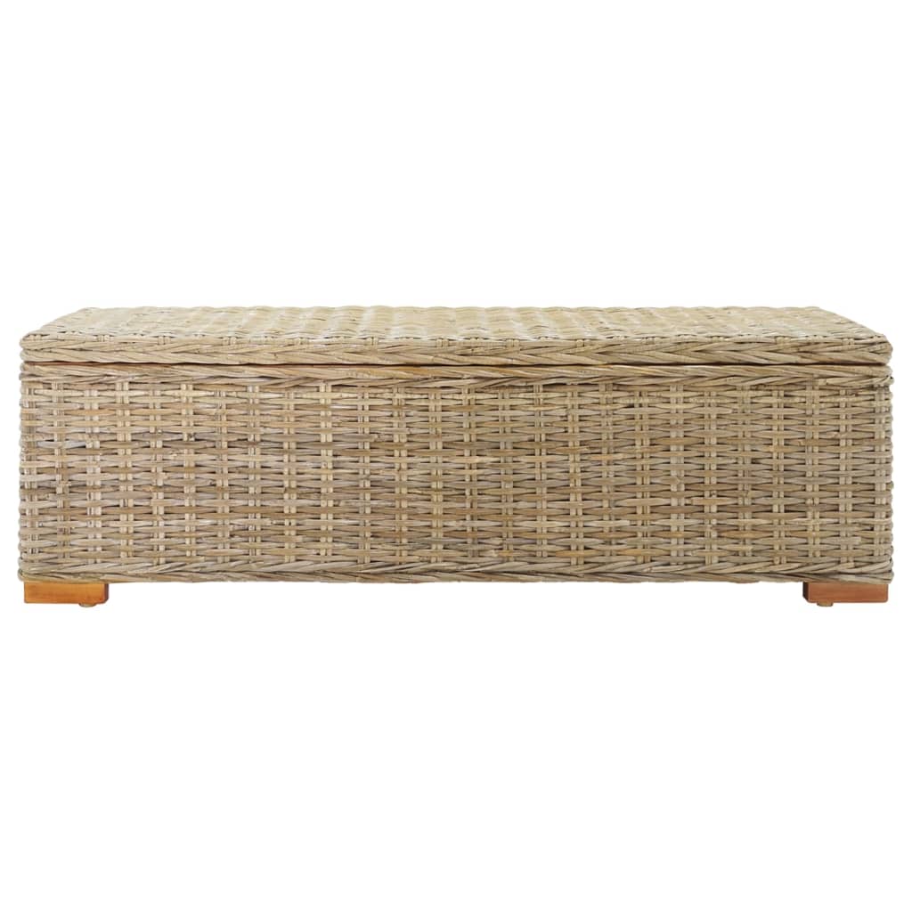 Opbergbox 110 cm natuurlijk kubu rattan en massief mahoniehout