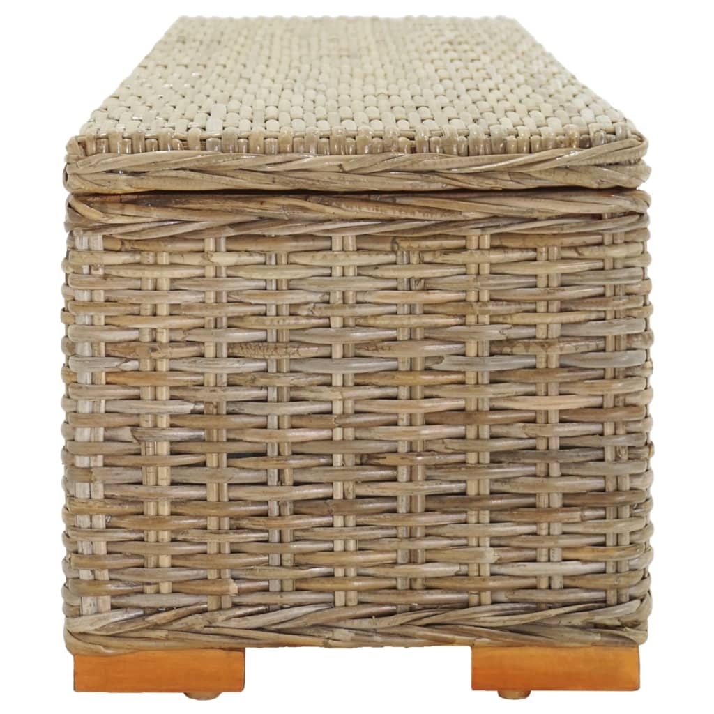 Opbergbox 110 cm natuurlijk kubu rattan en massief mahoniehout