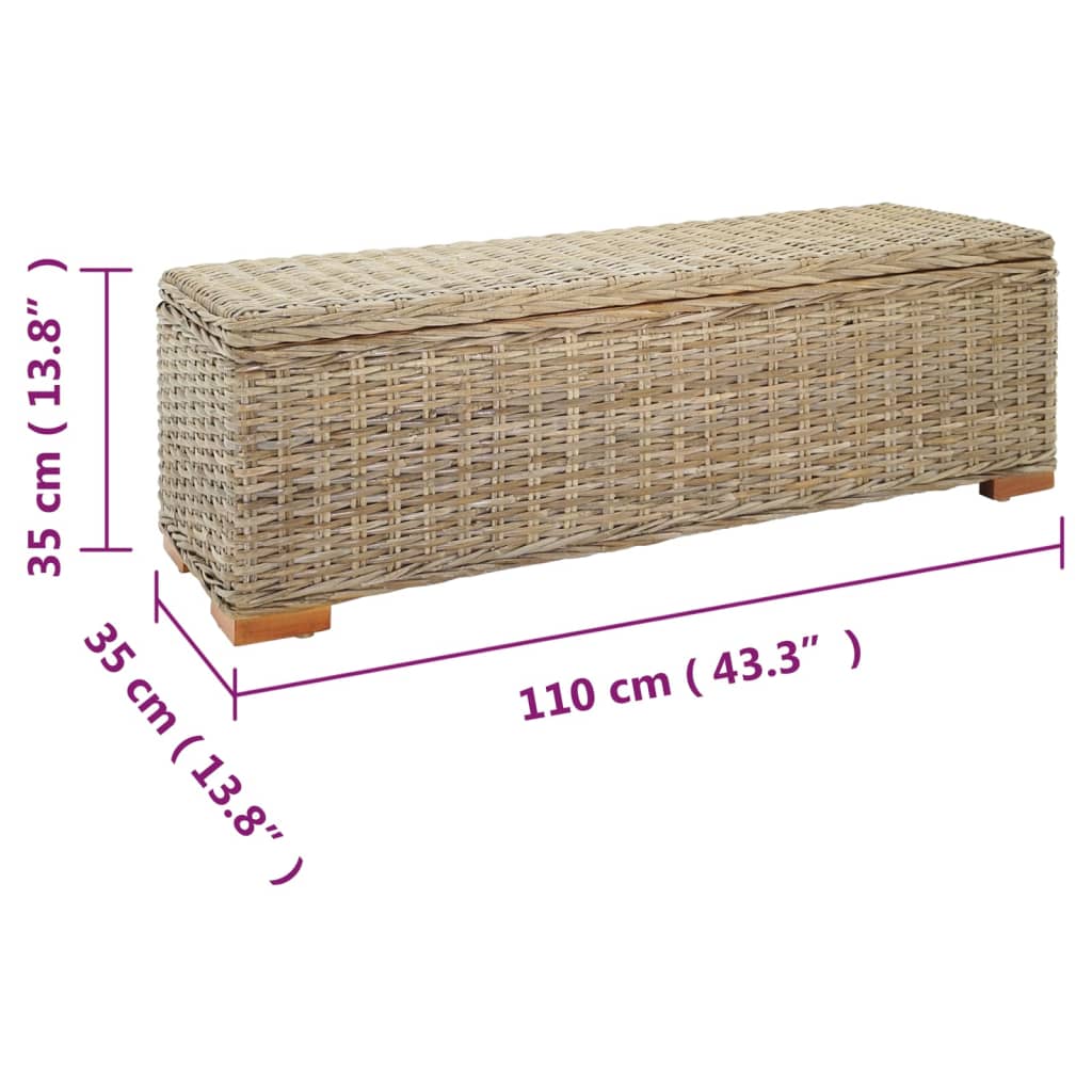 Opbergbox 110 cm natuurlijk kubu rattan en massief mahoniehout