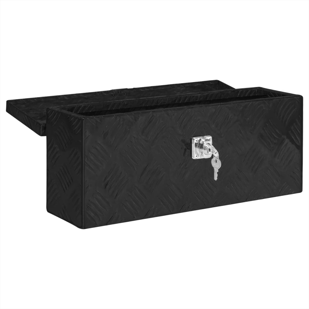 Opbergbox 50x15x20,5 cm aluminium zwart