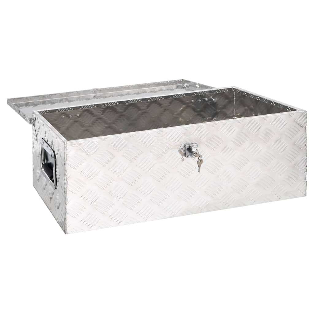 Opbergbox 80x39x30 cm aluminium zilverkleurig