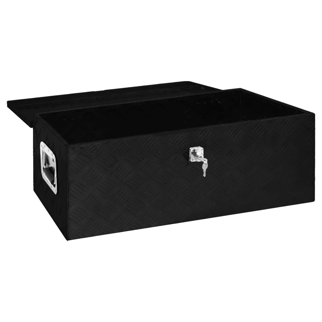 Opbergbox 90x47x33,5 cm aluminium zwart