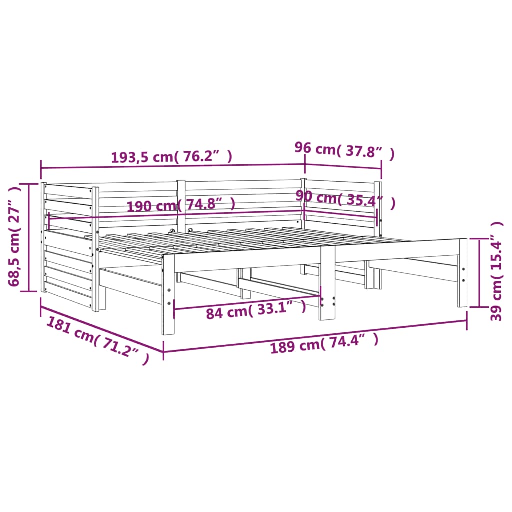 Slaapbank Uitschuifbaar Grenenhout Honingbruin 2X(90X190) Cm