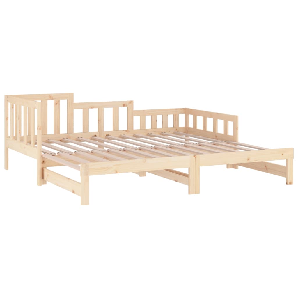 Slaapbank Uitschuifbaar Massief Grenenhout 2X(90X190) Cm 90 x 190 cm Naturel