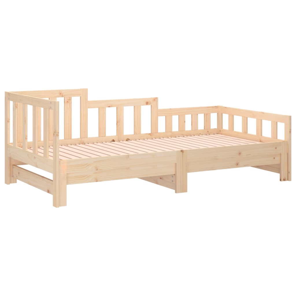 Slaapbank Uitschuifbaar Massief Grenenhout 2X(90X190) Cm 90 x 190 cm Naturel