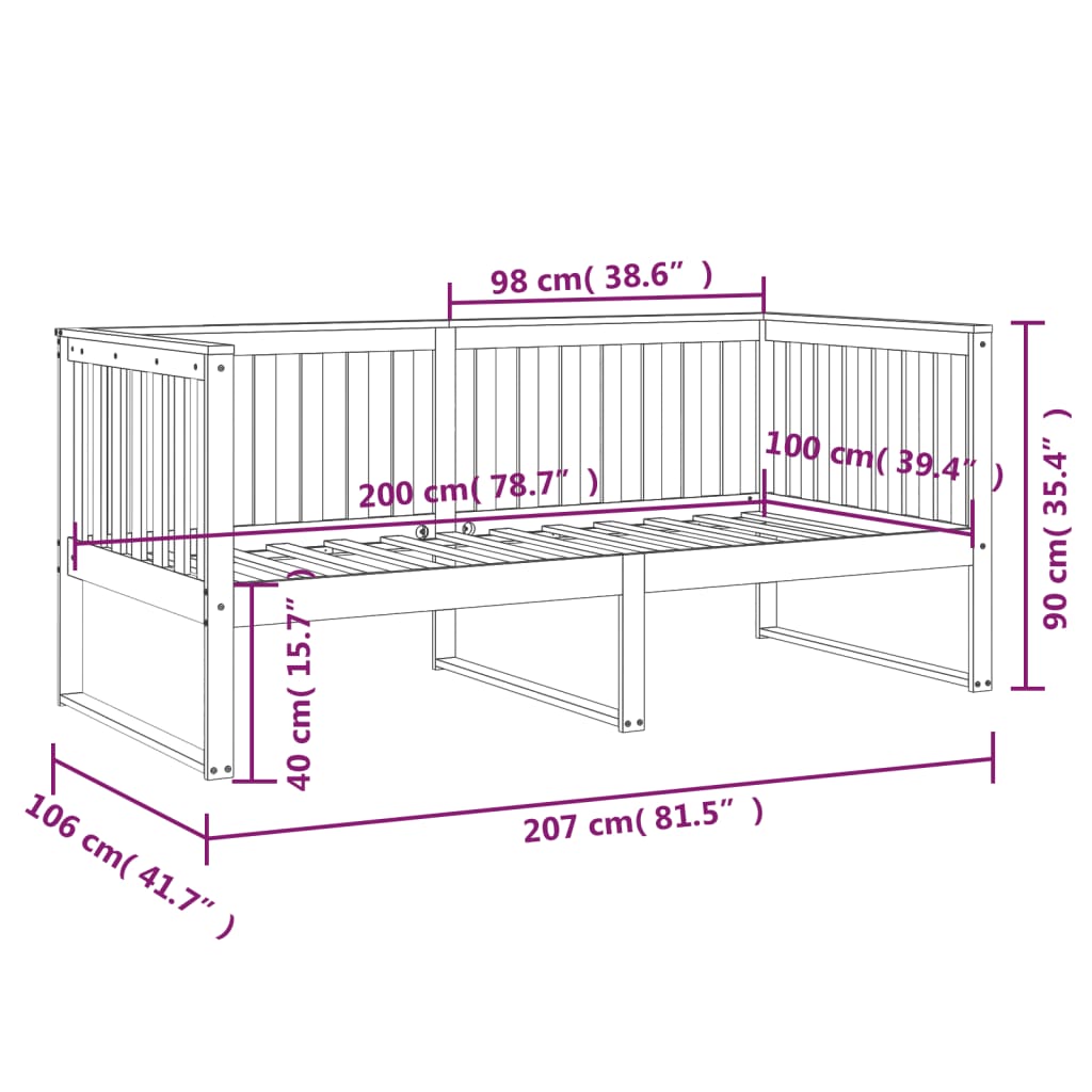 Slaapbank 100 X 200 Cm Massief Grenenhout Honingbruin