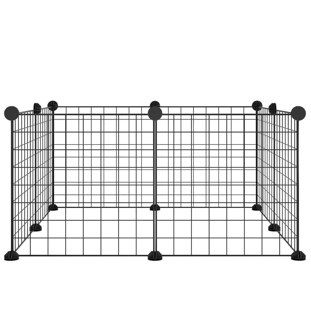 Huisdierenkooi Met 8 Panelen 35X35 Cm Staal Zwart 4.3 cm 8 panelen zonder deur