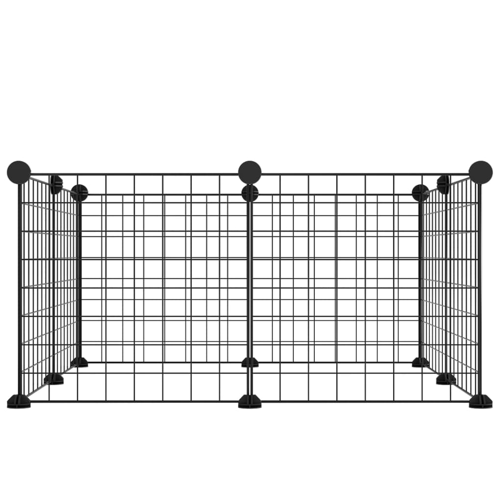 Huisdierenkooi Met 8 Panelen 35X35 Cm Staal Zwart 4.3 cm 8 panelen zonder deur