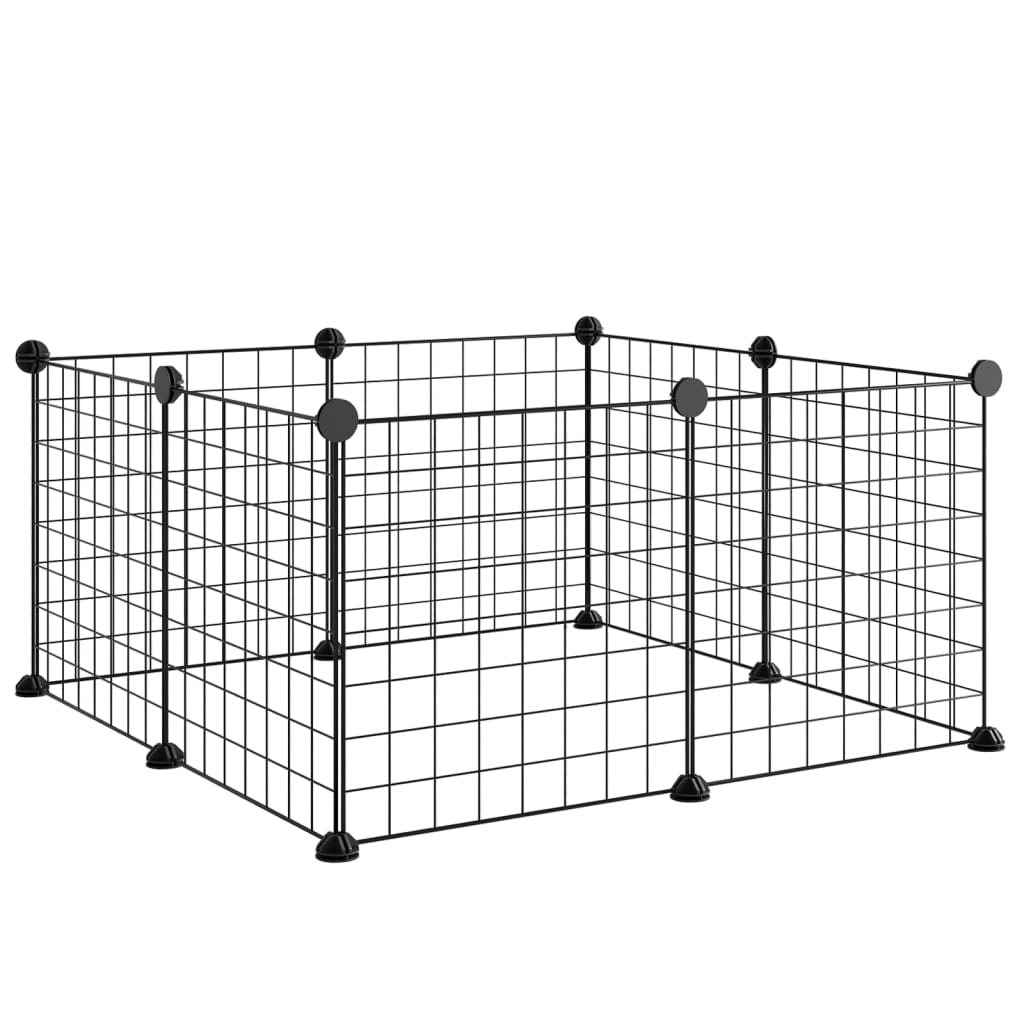 Huisdierenkooi Met 8 Panelen 35X35 Cm Staal Zwart 4.3 cm 8 panelen zonder deur