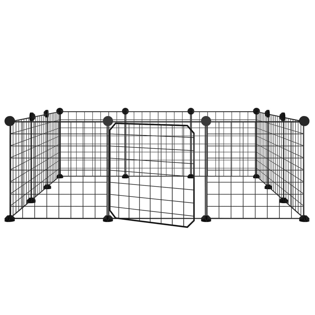 Huisdierenkooi Met Deur 12 Panelen 35X35 Cm Staal Zwart 4.3 cm 12 panelen met deur