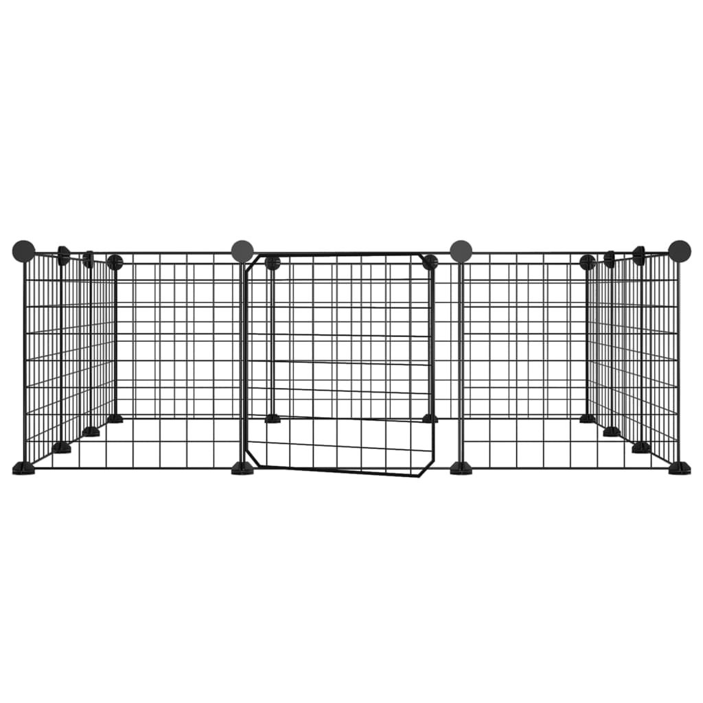 Huisdierenkooi Met Deur 12 Panelen 35X35 Cm Staal Zwart 4.3 cm 12 panelen met deur