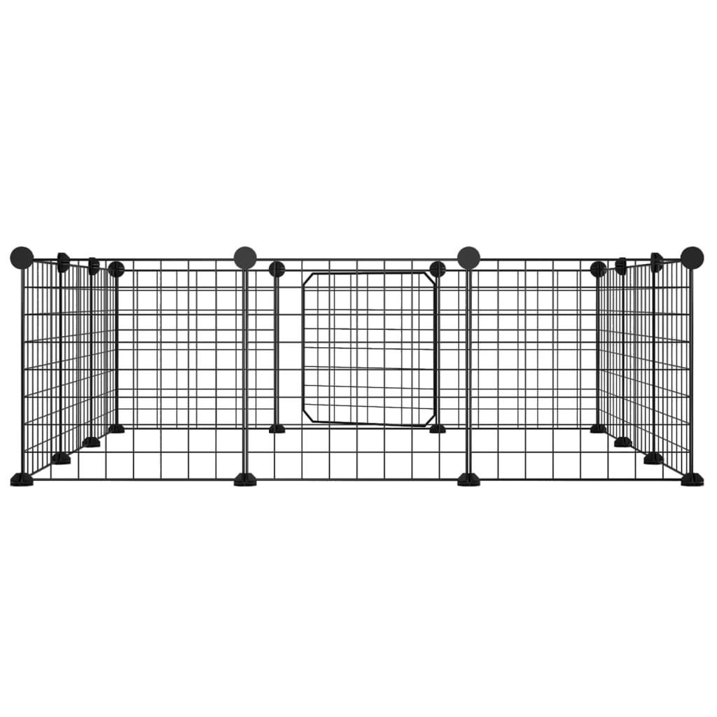 Huisdierenkooi Met Deur 12 Panelen 35X35 Cm Staal Zwart 4.3 cm 12 panelen met deur