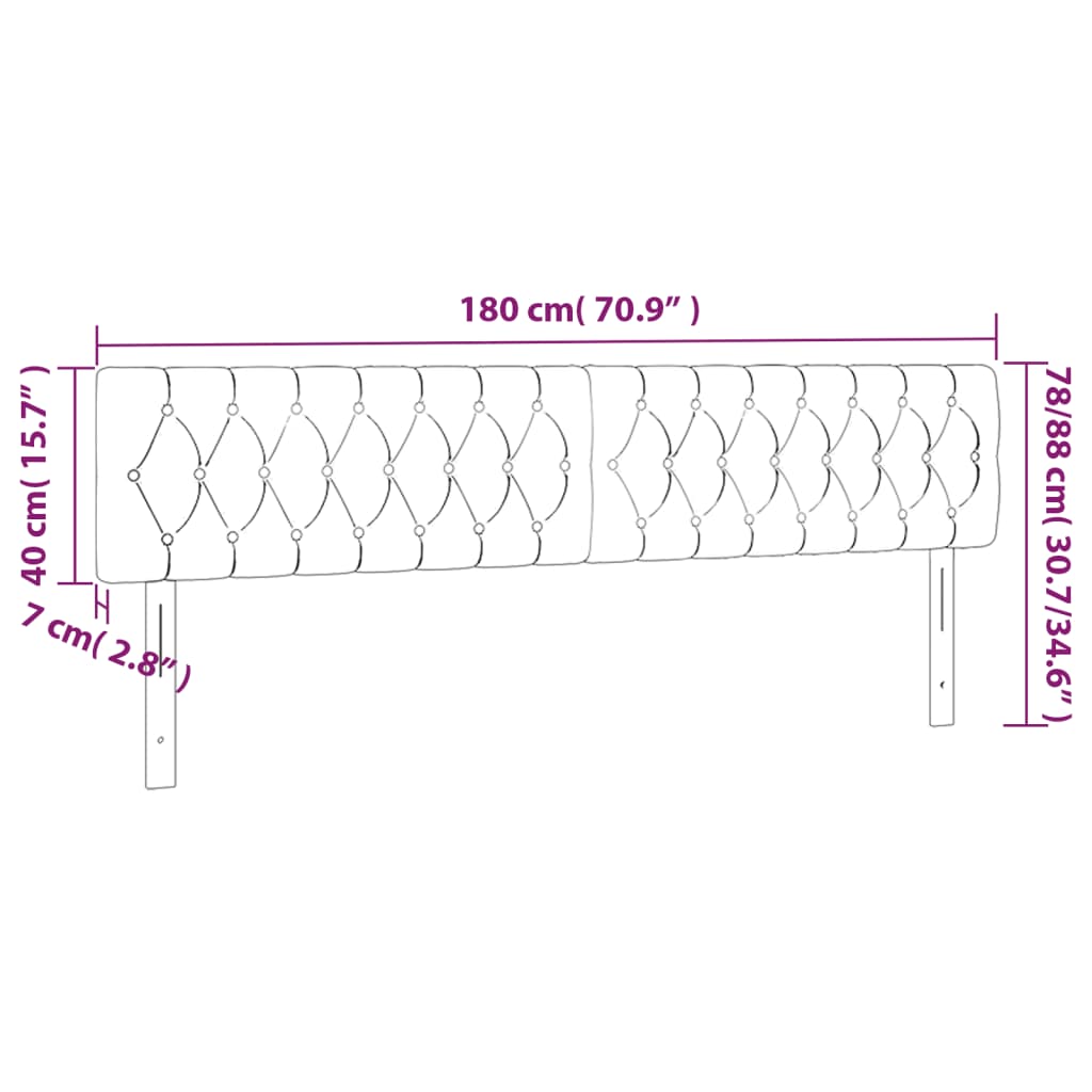 Hoofdborden 2 st 90x7x78/88 cm stof donkergrijs