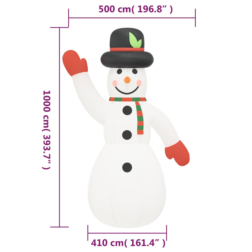 Sneeuwpop Met Led's Opblaasbaar 1000 Cm 1000 cm