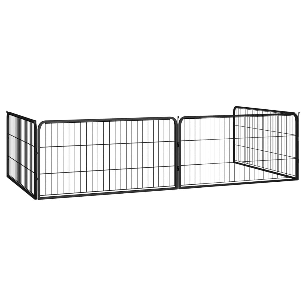 Hondenkennel 4 Panelen 100X50 Cm Gepoedercoat Staal Zwart 100 x 100 x 50 cm