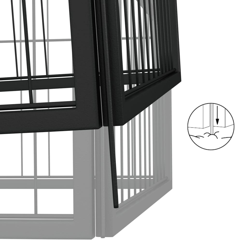 Hondenkennel 4 Panelen 100X50 Cm Gepoedercoat Staal Zwart 100 x 100 x 50 cm