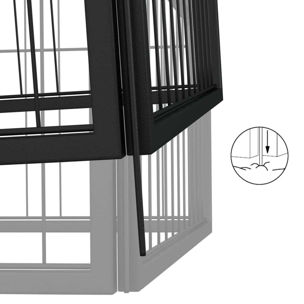 Hondenkennel 10 Panelen 50 X 100 Cm Gepoedercoat Staal Zwart 200 x 50 x 100 cm