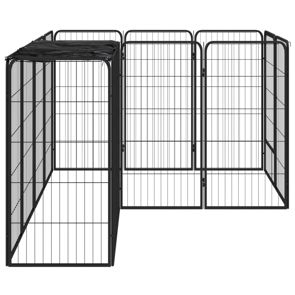 Hondenkennel 14 Panelen 50 X 100 Cm Gepoedercoat Staal Zwart 200 x 150 x 100 cm