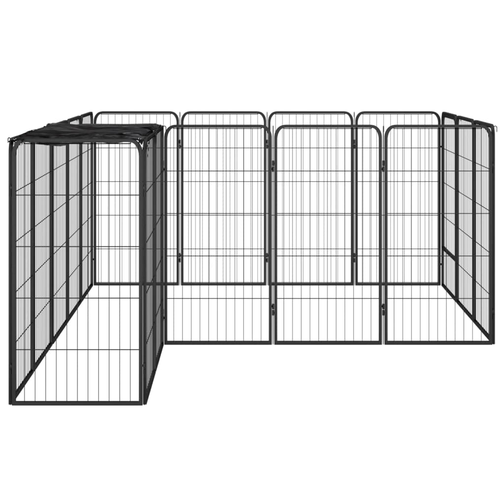 Hondenkennel 18 Panelen 50 X 100 Cm Gepoedercoat Staal Zwart 250 x 200 x 100 cm