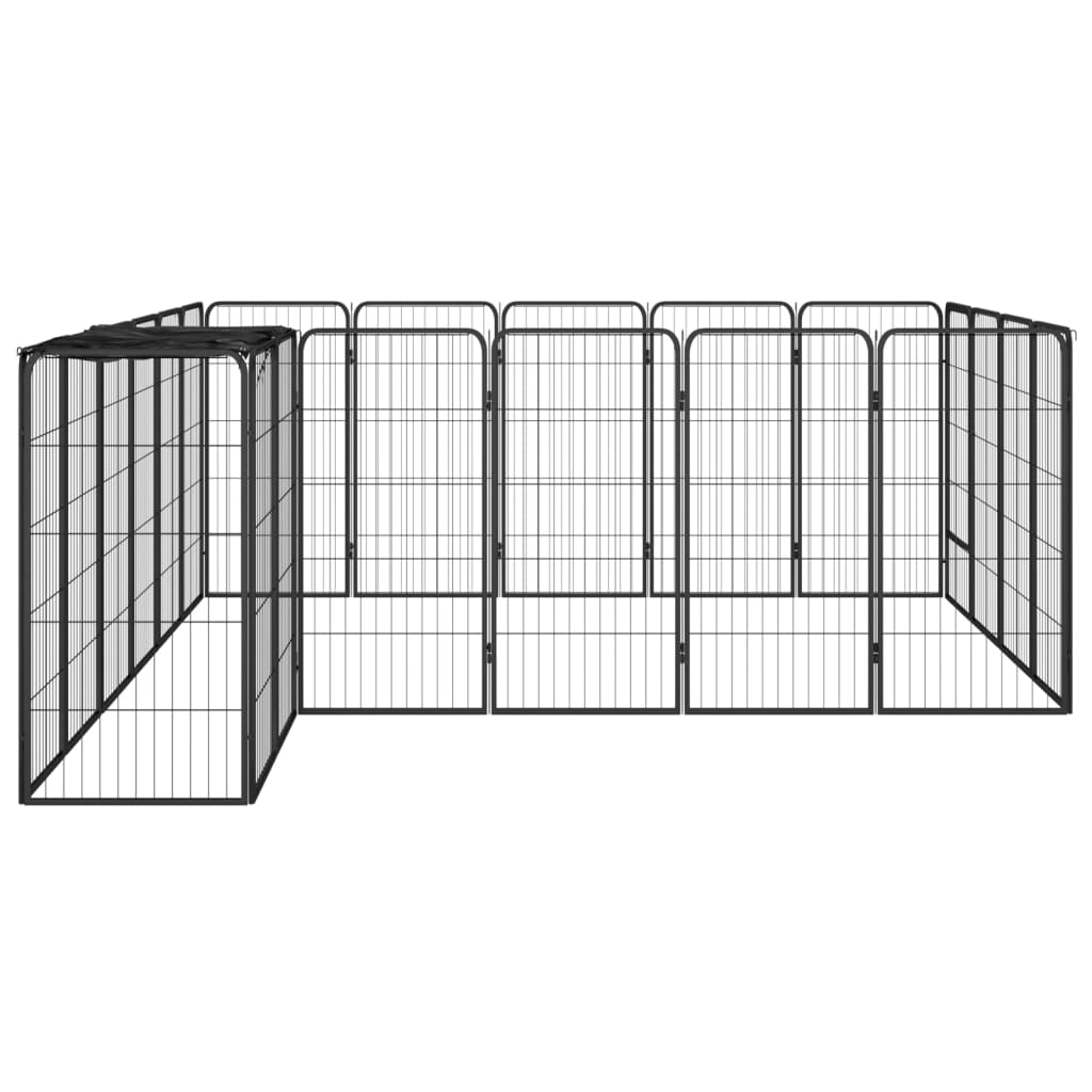 Hondenkennel 22 Panelen 50X100 Cm Gepoedercoat Staal Zwart 300 x 250 x 100 cm