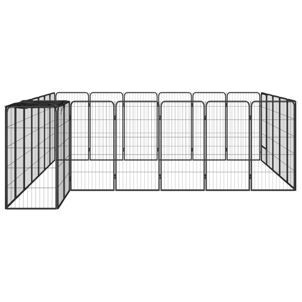 Hondenkennel 26 Panelen 50X100 Cm Gepoedercoat Staal Zwart 350 x 300 x 100 cm