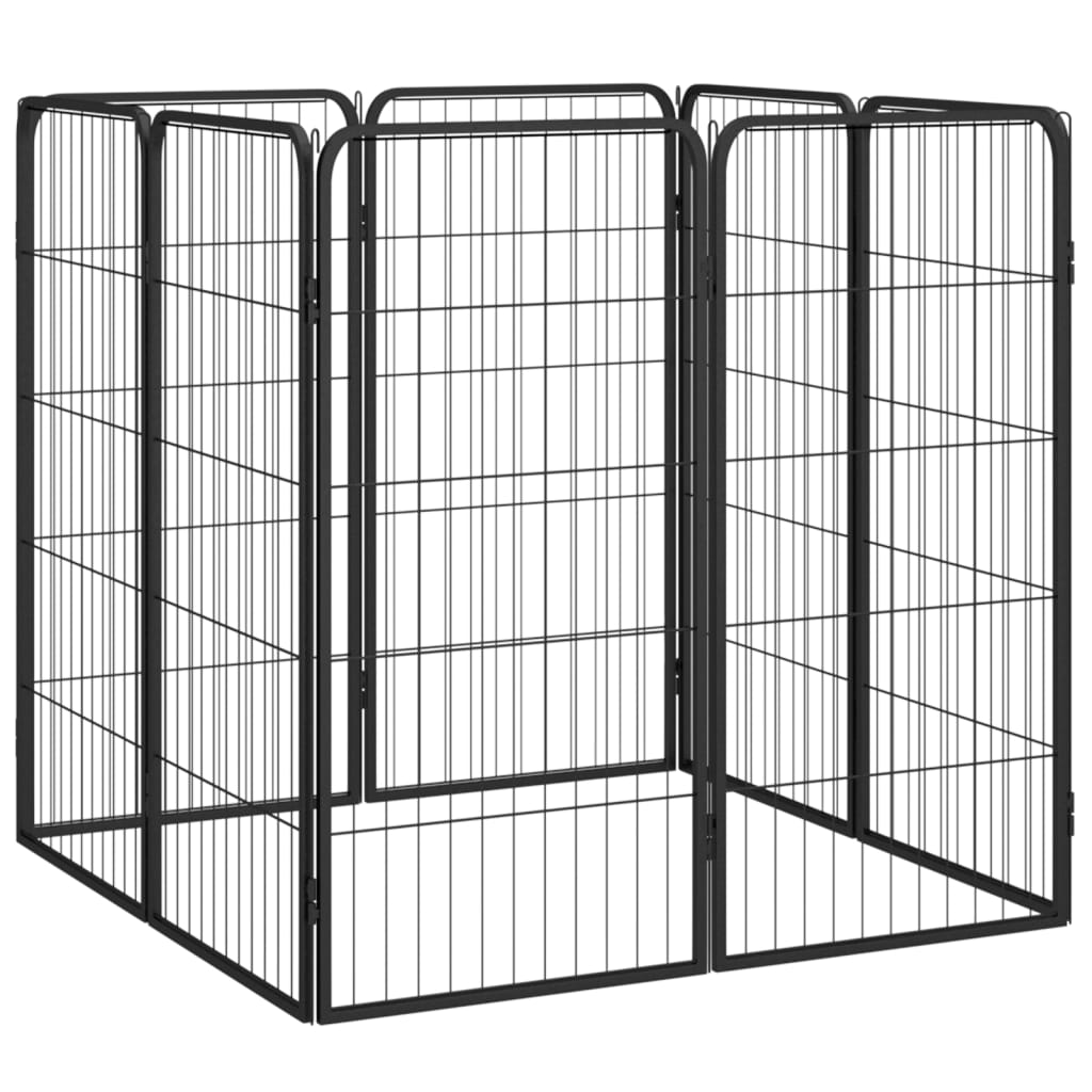 Hondenkennel 8 Panelen 50X100 Cm Gepoedercoat Staal Zwart 150 x 50 x 100 cm