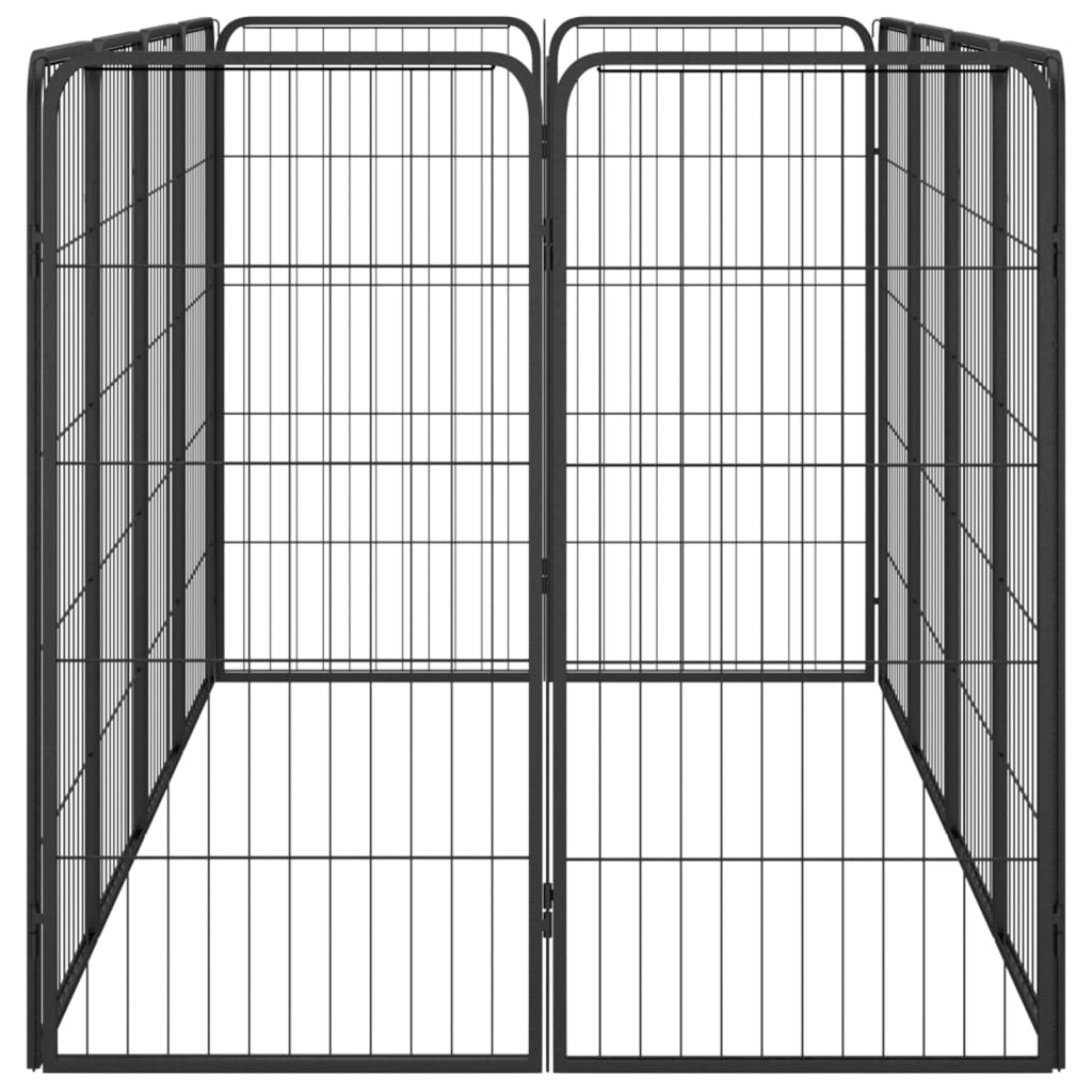 Hondenkennel 12 Panelen 50 X 100 Cm Gepoedercoat Staal Zwart 200 x 100 x 100 cm