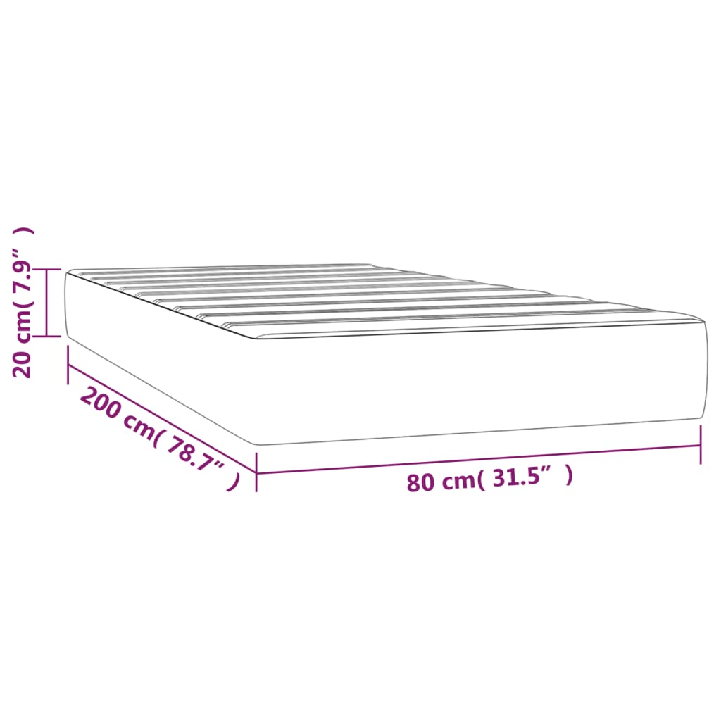 Pocketveringmatras 80X200X20 Cm Stof 80 x 200 cm Lichtgrijs