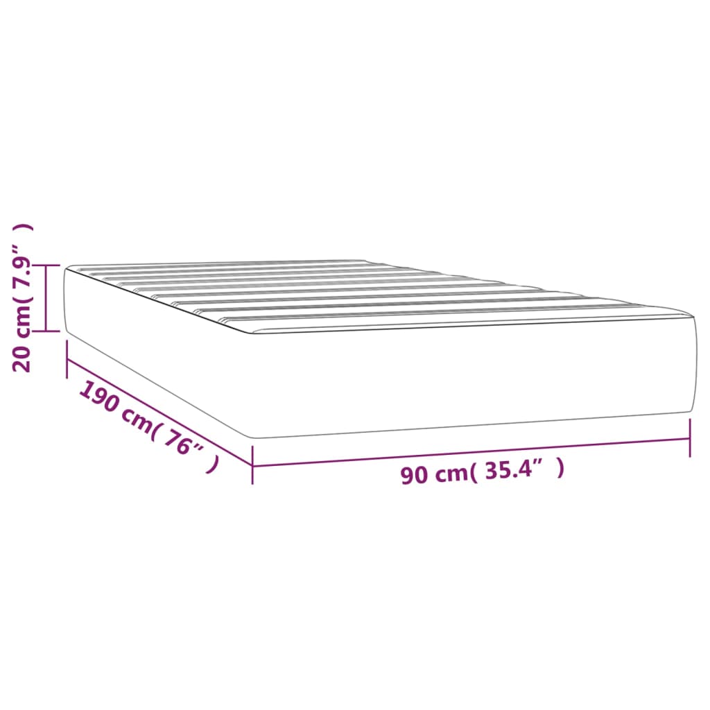 Pocketveringmatras 90X90X20 Cm Stof 90 x 190 cm Lichtgrijs