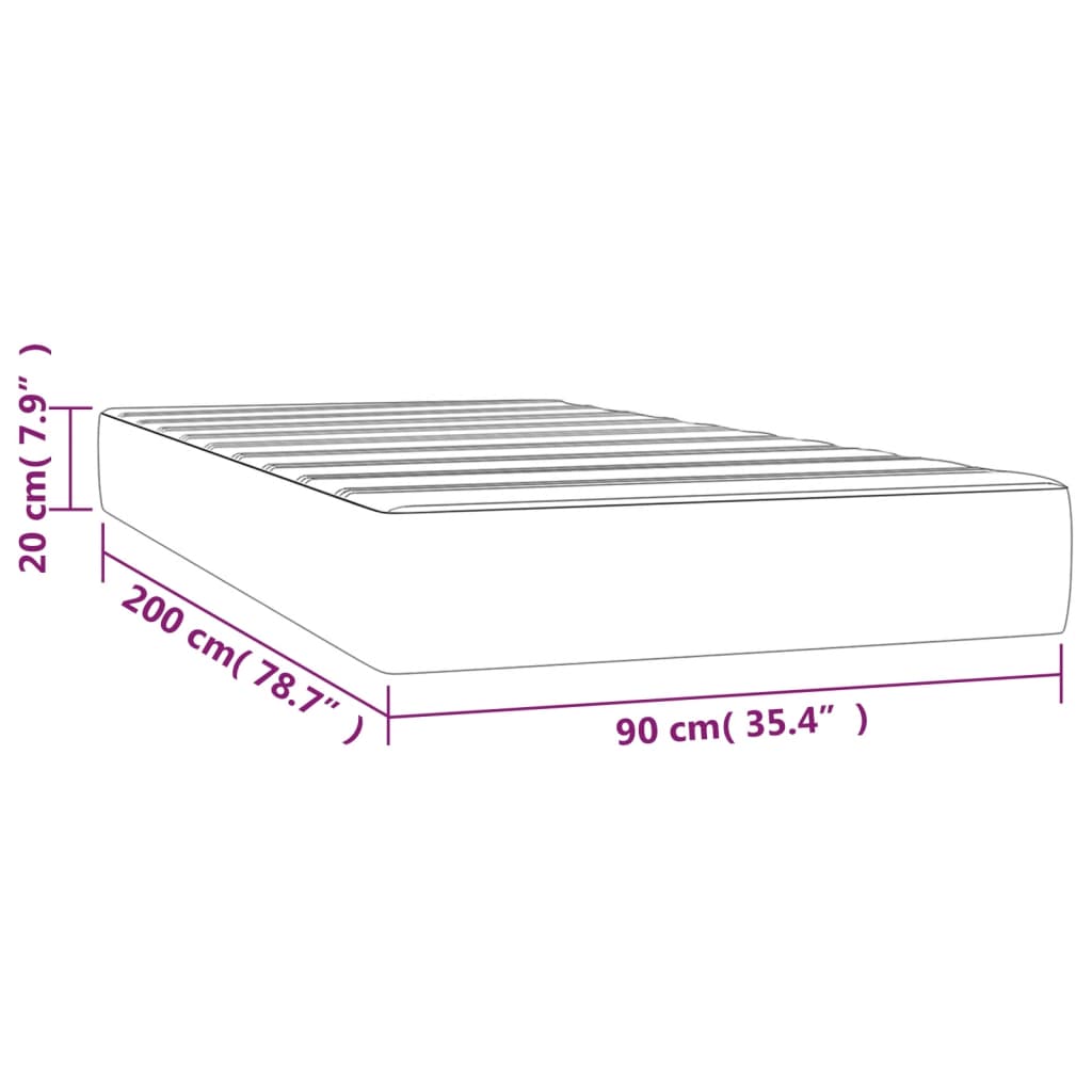 Pocketveringmatras 90X200X20 Cm Stof 90 x 200 cm Lichtgrijs