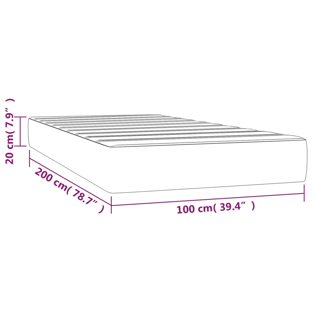 Pocketveringmatras 00X200X20 Cm Stof 100 x 200 cm Lichtgrijs